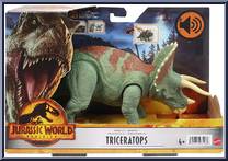 Triceratops (Green / Brown Head) from Jurassic World - Dominion - Roar Strikers manufactured by Mattel [Front]