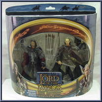 Aragorn (Super Poseable Pelennor) & Legolas (UK) from Lord of the Rings - Return of the King - International Exclusives manufactured by Toy Biz [Front]