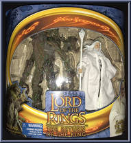 Treebeard (Branch Lifting) & Gandalf the White (Cloth Cape) (UK) from Lord of the Rings - Return of the King - International Exclusives manufactured by Toy Biz [Front]