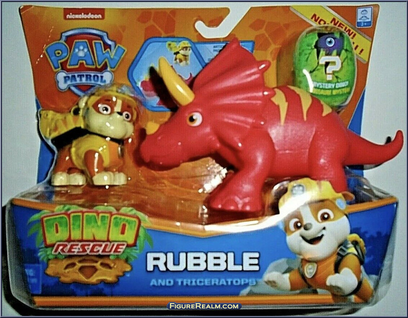 Rubble and Triceratops - Paw Patrol - Dino Rescue - Spinmaster Action ...