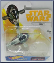 Boba Fett's Slave I from Star Wars - Hot Wheels Starships - White Card / Yellow Letters manufactured by Mattel [Front]