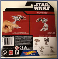 Vulture Droid from Star Wars - Hot Wheels Starships - Black Card / White Letters manufactured by Mattel [Back]