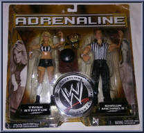 Trish Stratus / Shawn Michaels from WWE Adrenaline - Series 20 manufactured by Jakks Pacific [Front]