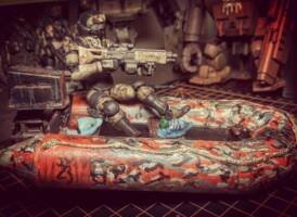 1985 GI Joe Raft - Orange Camo Duck Hunter (Acid Rain World) Custom Vehicle [Raft 2]