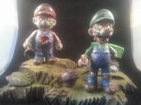 Thw the Walking Dead Mario and Luigi (Super Mario Bros) Custom Diorama / Playset